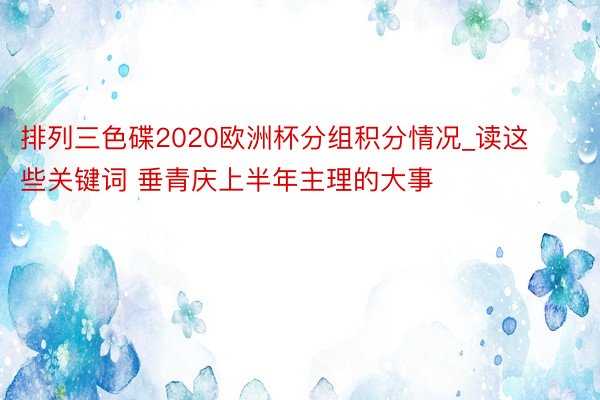 排列三色碟2020欧洲杯分组积分情况_读这些关键词 垂青庆上半年主理的大事